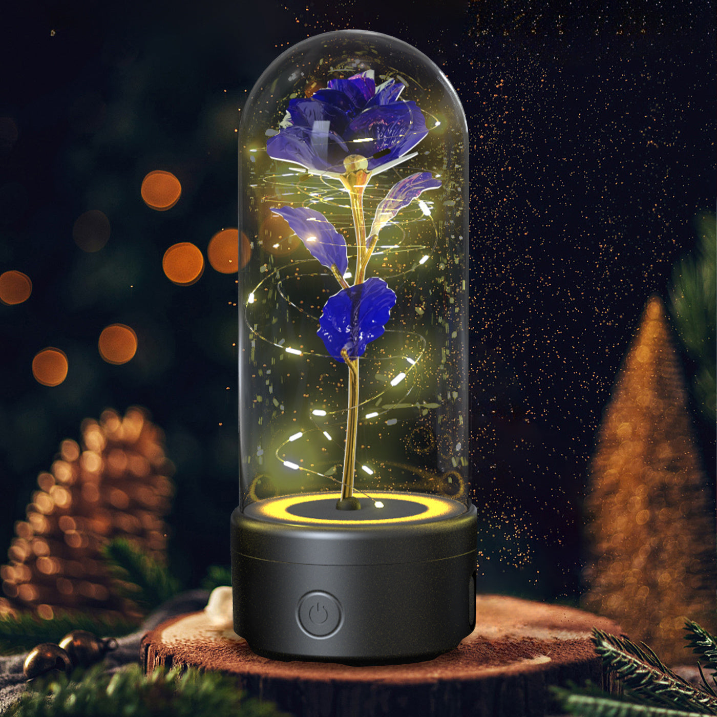 Eternal Rose Bluetooth Lamp – LED Galaxy Flower with Speaker in Glass Dome | Romantic Night Light Gift for Her Rose Flowers LED Light