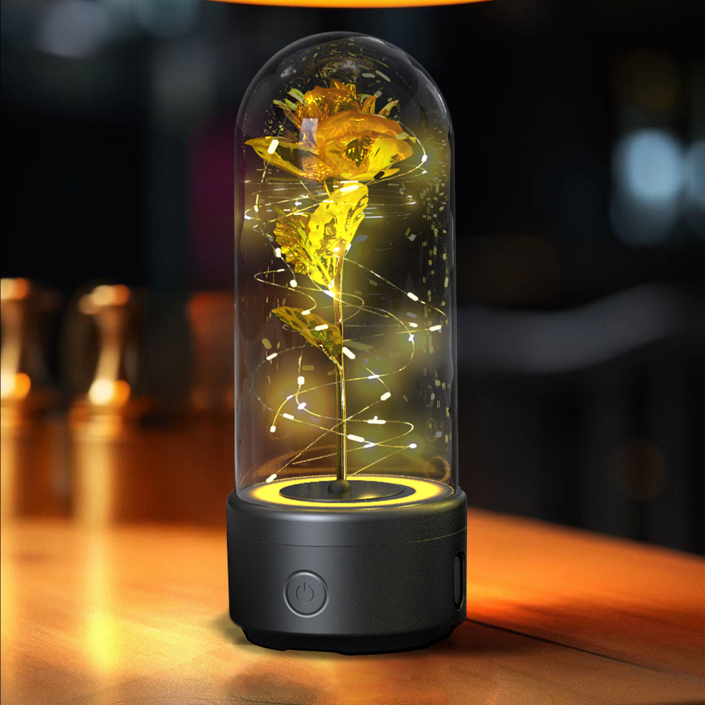 Eternal Rose Bluetooth Lamp – LED Galaxy Flower with Speaker in Glass Dome | Romantic Night Light Gift for Her Rose Flowers LED Light