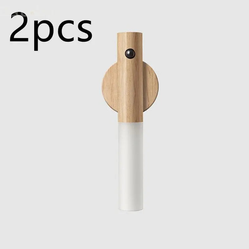 Magnetic Motion Sensor LED Night Light – USB Rechargeable | Wood Design for Hallways & Closets - Decoology