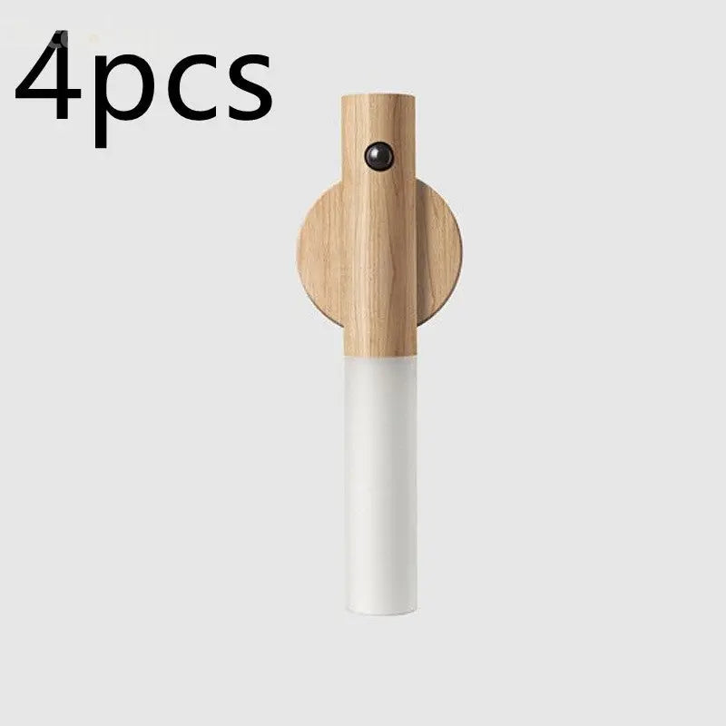Magnetic Motion Sensor LED Night Light – USB Rechargeable | Wood Design for Hallways & Closets - Decoology