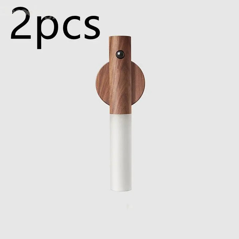 Magnetic Motion Sensor LED Night Light – USB Rechargeable | Wood Design for Hallways & Closets - Decoology