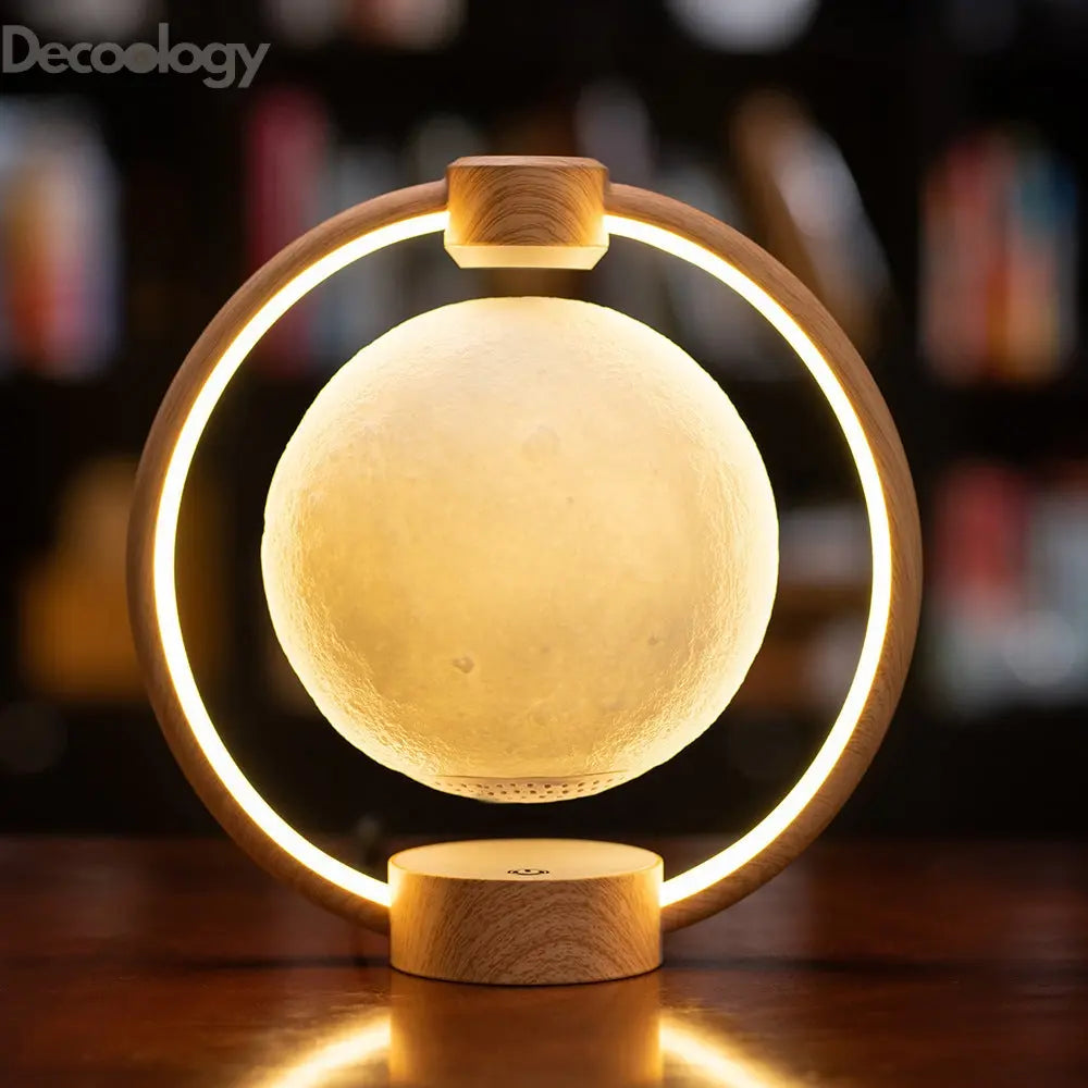 Moon Lamp with 360° Spin & Bluetooth Audio – 3D Floating Night Light | RGB Glow | Luxury Magnetic Decor Gift for Bedroom & Office (USB Rechargeable) Moon Lamp with 360°