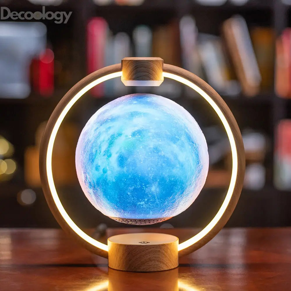 Moon Lamp with 360° Spin & Bluetooth Audio – 3D Floating Night Light | RGB Glow | Luxury Magnetic Decor Gift for Bedroom & Office (USB Rechargeable) Moon Lamp with 360°