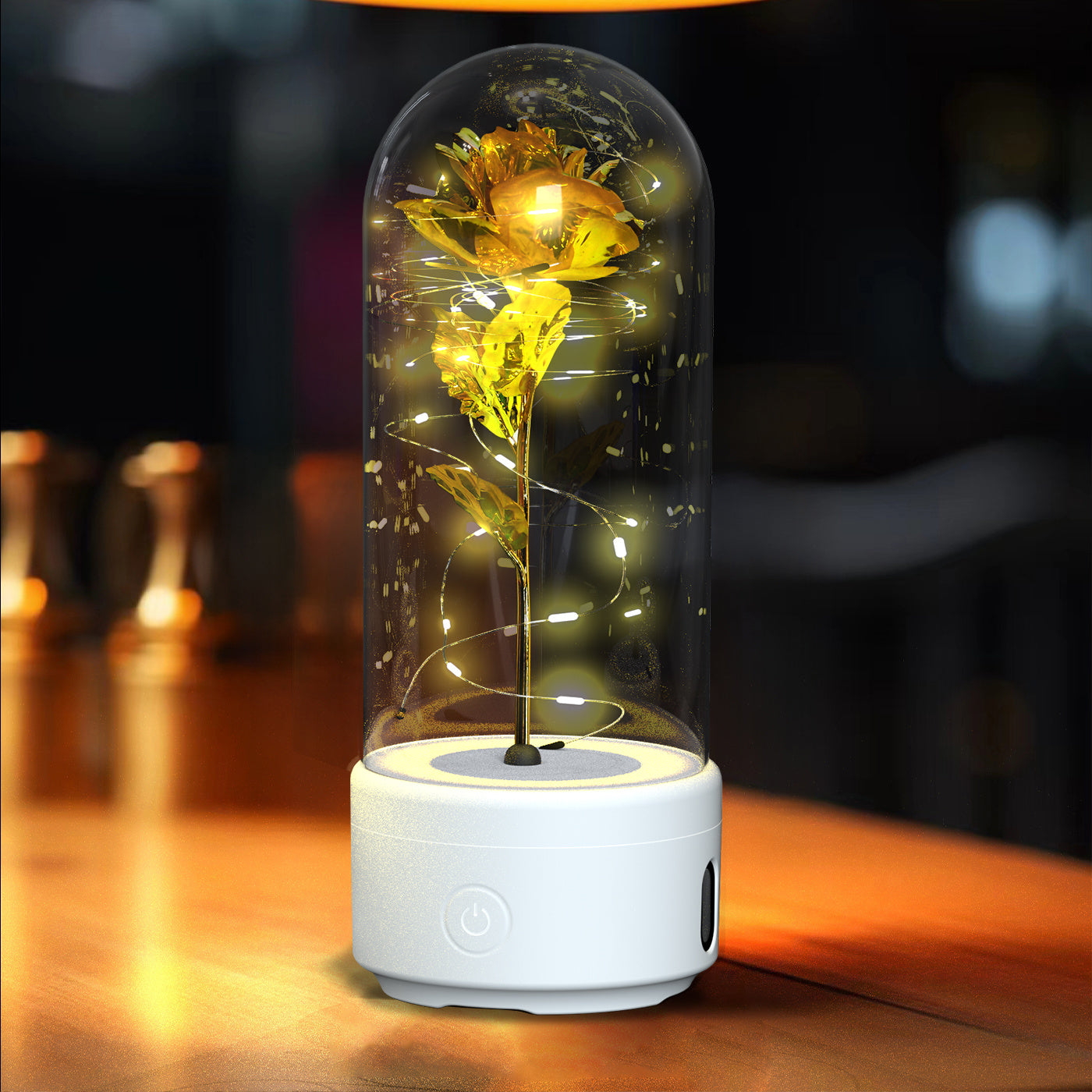 Eternal Rose Bluetooth Lamp – LED Galaxy Flower with Speaker in Glass Dome | Romantic Night Light Gift for Her Rose Flowers LED Light
