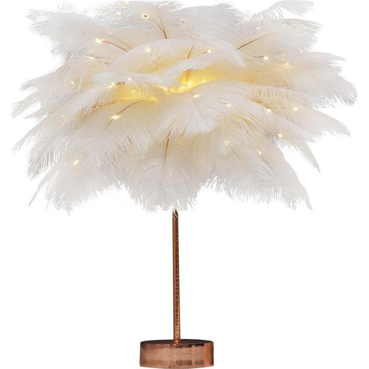 FeatherGlow™ Luxe LED Table Lamp – Soft Feather Bedside Light for Modern Bedroom & Romantic Decor" Feather Lamp