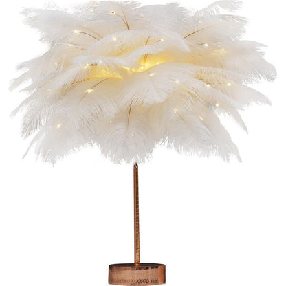 FeatherGlow™ Luxe LED Table Lamp – Soft Feather Bedside Light for Modern Bedroom & Romantic Decor" Feather Lamp