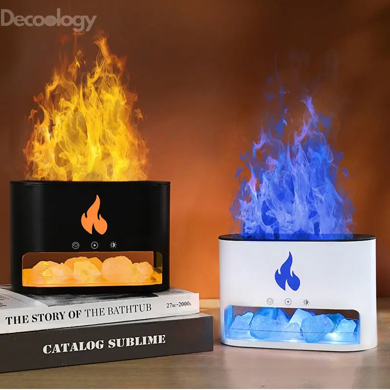 3D Flame Humidifier with Himalayan Salt – LED Aroma Diffuser & Night Light - Decoology