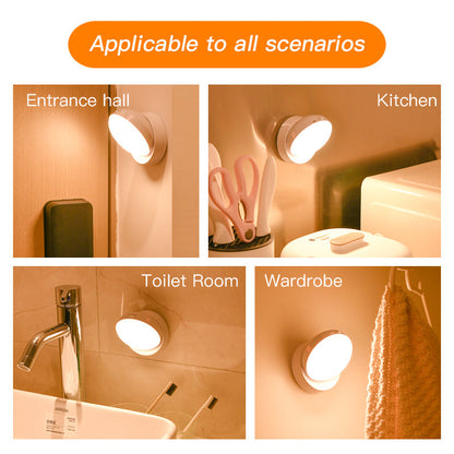 Smart 360° Motion Sensor LED Wall Light – Sleek USB Rechargeable Night Lamp for Modern Closets, Hallways & Garages Rotating Sensor Light