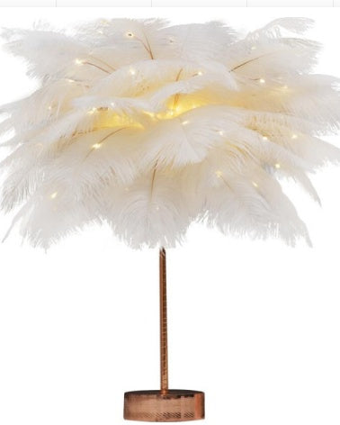 FeatherGlow™ Luxe LED Table Lamp – Soft Feather Bedside Light for Modern Bedroom & Romantic Decor" Feather Lamp