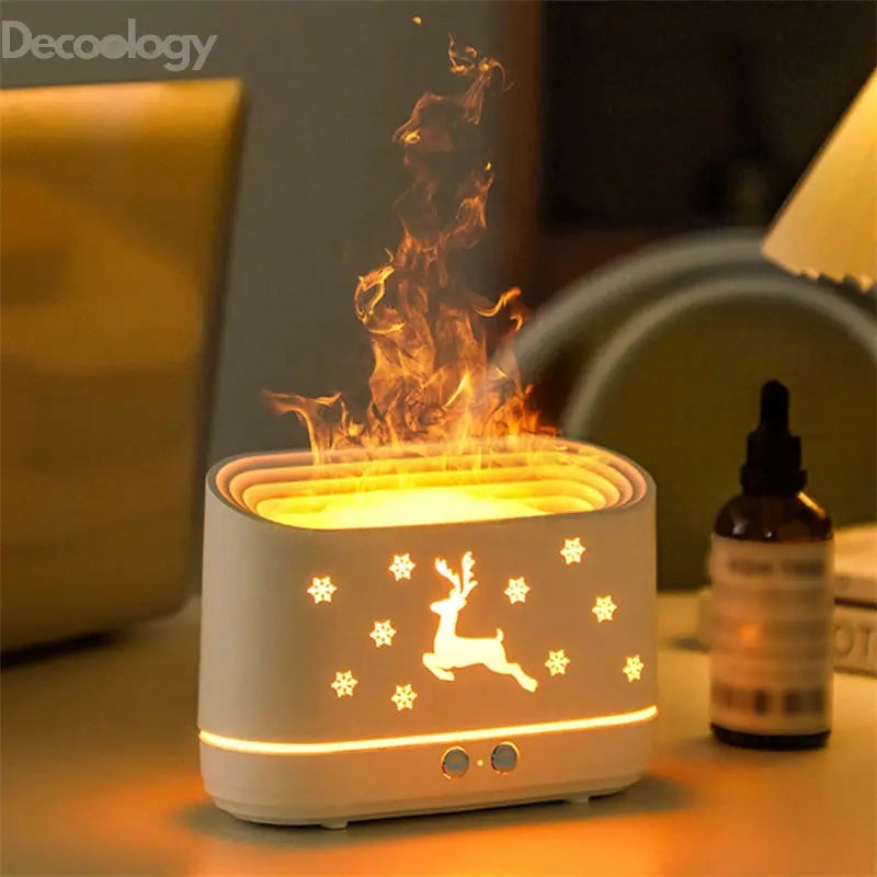 Flame Humidifier & Essential Oil Diffuser – LED Fire Aroma Lamp Gift - Decoology