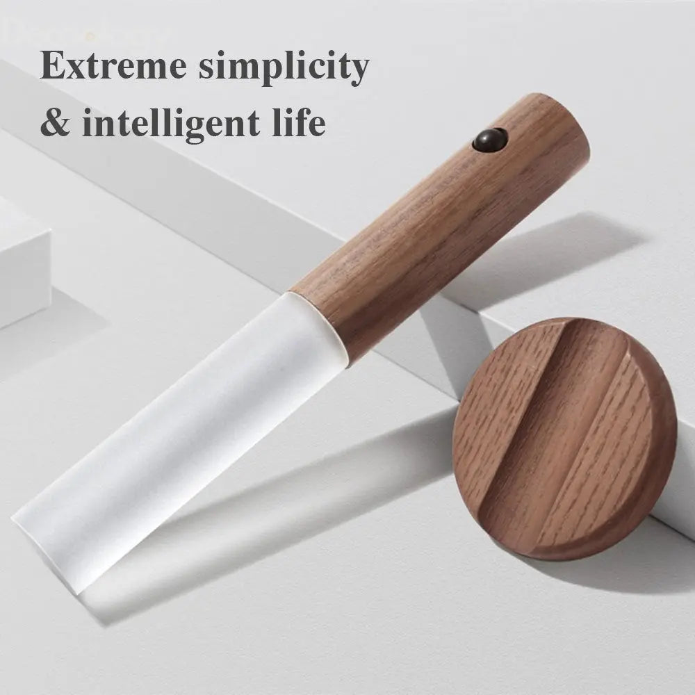 Magnetic Motion Sensor LED Night Light – USB Rechargeable | Wood Design for Hallways & Closets - Decoology