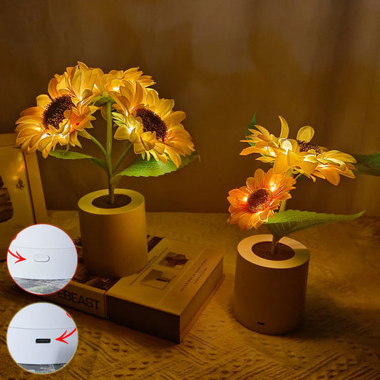 Sunflower LED Night Light Lamp – USB Rechargeable Flower Table Light for Bedroom, Wedding, Hotel & Gift Decor Sunflower LED Lamp