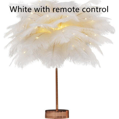 FeatherGlow™ Luxe LED Table Lamp – Soft Feather Bedside Light for Modern Bedroom & Romantic Decor" Feather Lamp