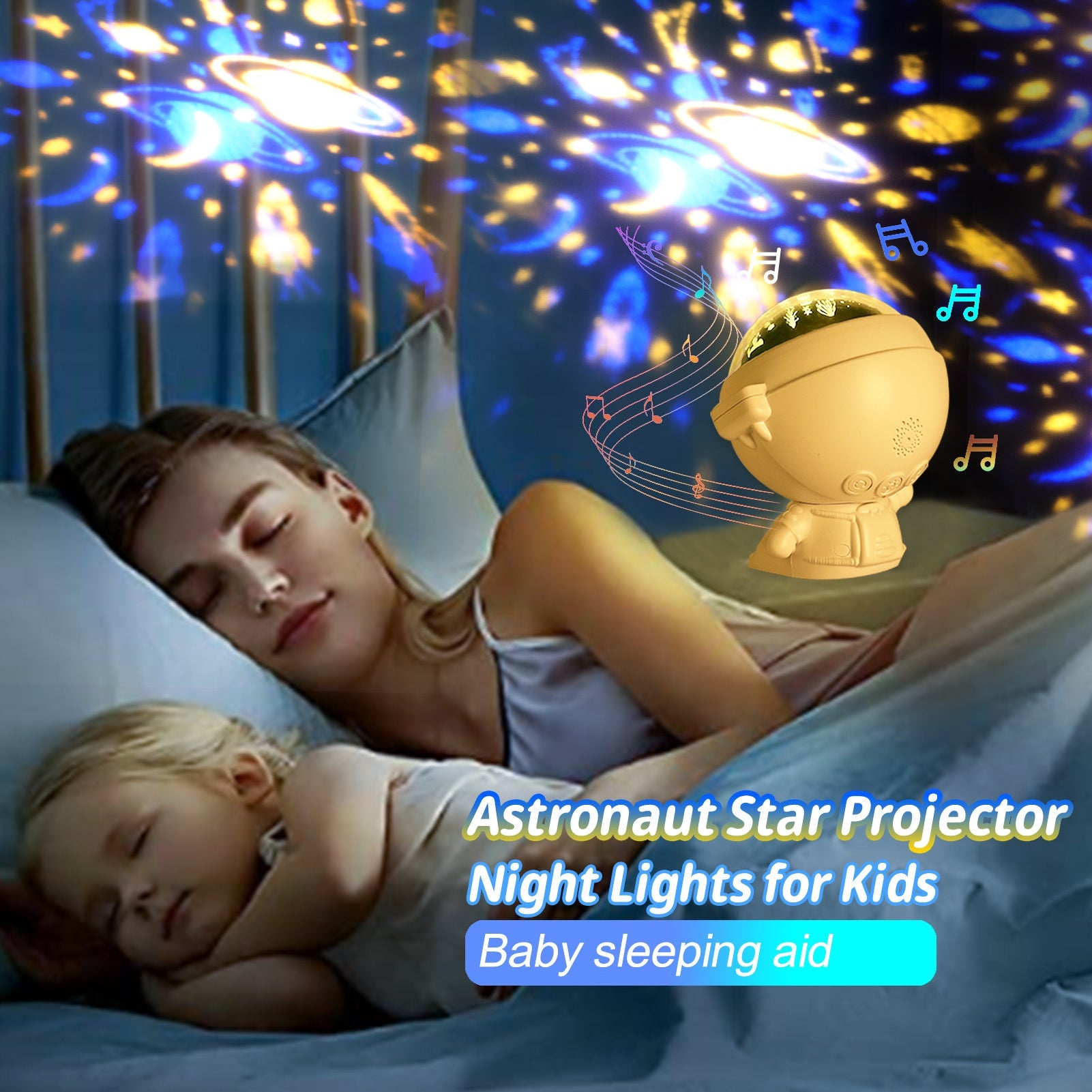 CosmoGlow™ Astronaut Star Projector – 360° Rotating Galaxy Night Light with Nebula Effect | Dreamy Space Decor Lamp for Kids, Teens & Home Ambience Astronaut Projector – 360°