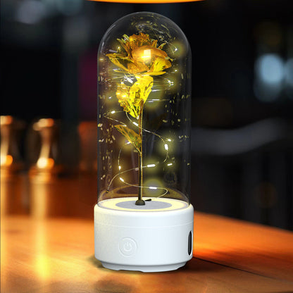 Eternal Rose Bluetooth Lamp – LED Galaxy Flower with Speaker in Glass Dome | Romantic Night Light Gift for Her Rose Flowers LED Light